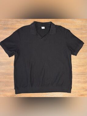 Zara Men's Solid Black Short-Sleeve Polo Knit #137
